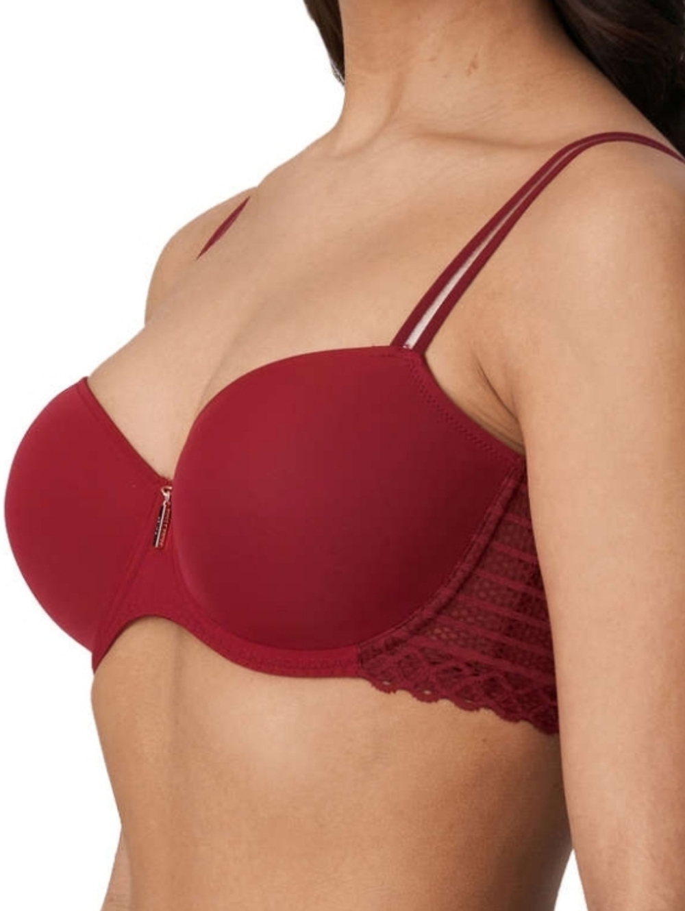 PrimaDonna Twist East End Padded Balcony Underwrite Side Lace Bra Burgundy Cup C